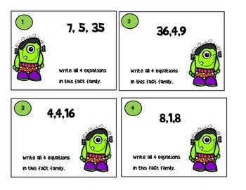 Freebie Monster Fact Families Multiplication Division By The Bolden Rule