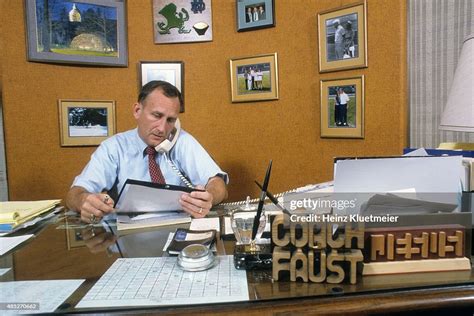 Closeup portrait of Notre Dame head coach Gerry Faust during photo ...