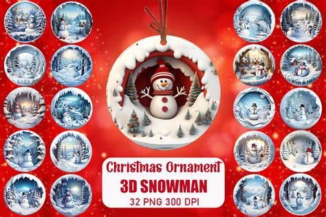 Beautiful 3d Snowman Christmas Ornament Graphic By Mulew · Creative Fabrica