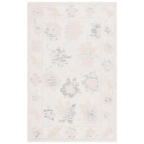 SAFAVIEH Abstract Ivory Beige 5 Ft X 8 Ft Border Distressed Floral