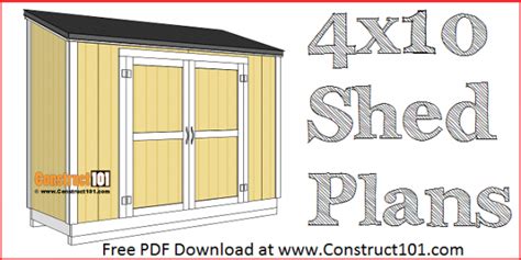 4x10 Lean To Shed Plans Pdf Download Construct101