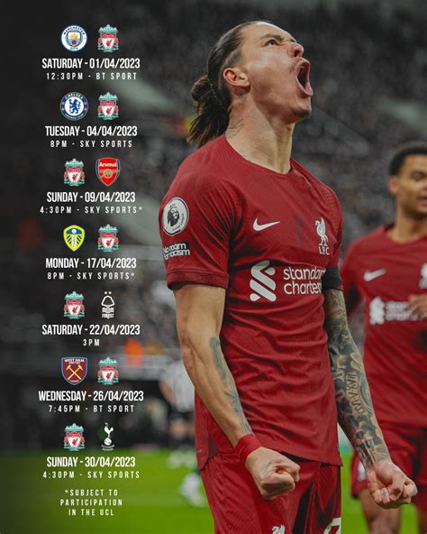 Liverpool Fc On Twitter Our Updated Fixture Schedule For April