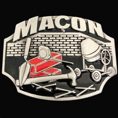 Macon French Mason Work Tools Trade Profession Belt Buckle Etsy Canada