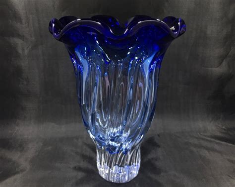 Blown COBALT BLUE VASE By Shannon Crystal Designs Of Ireland 10 Heavy