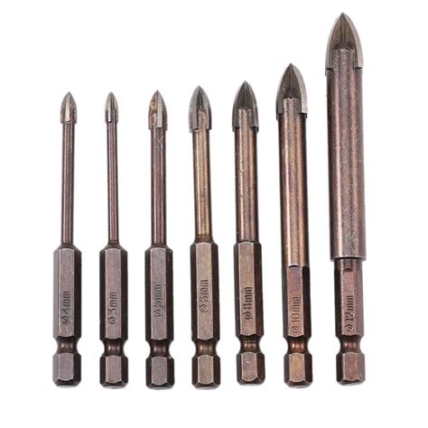 Pcs Titanium Coated Glass Drill Bits Set Cutting Edges Cross Spear