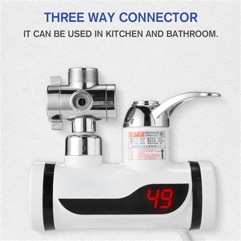 Sinks Taps 3000W Temperature Display Instant Hot Water Tap Faucet With Three Way Connector