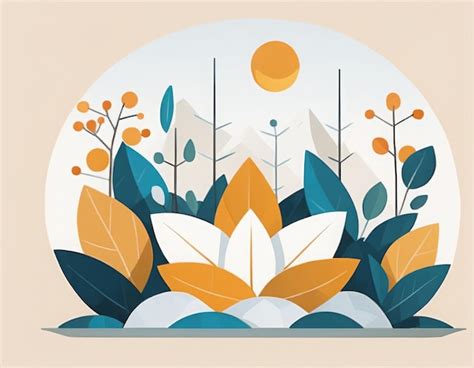 Abstract Nature Landscape Background With Trees And Flowers Abstract