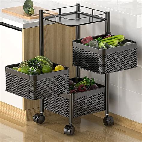 Lucario Rotating Vegetable Rack Floor Standinground Layered Shelf