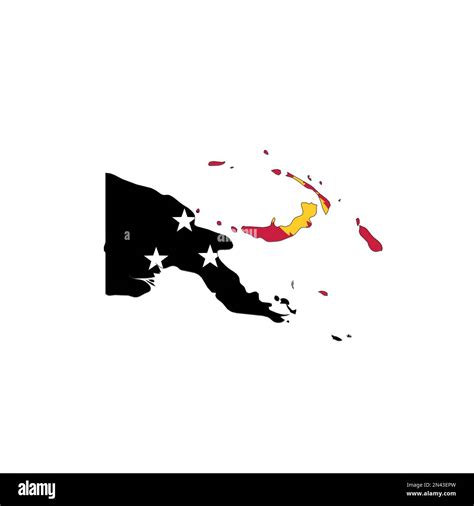 Papua New Guinea National Flag In A Shape Of Country Map Silhouette