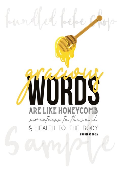 Gracious Words Are Like Honeycomb Proverbs Etsy