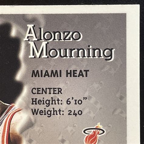 Alonzo Mourning Topps Finest Sterling With Peel Miami Heat