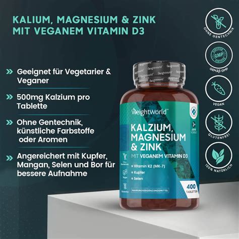 Kalzium Magnesium Und Zink Mit Vitamin D Wohlbefinden Weightworld