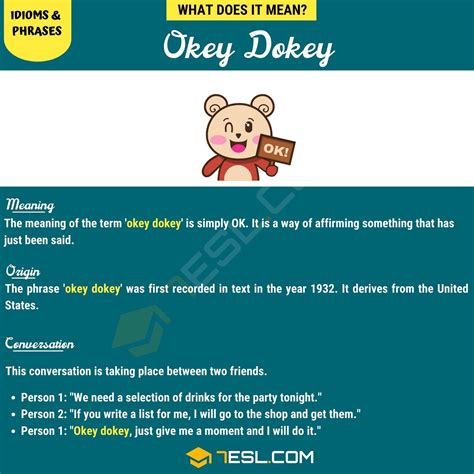 Okey Dokey One Co, Other Ways To Say, Idioms And Phrases, English Idioms, English Study, Just ...