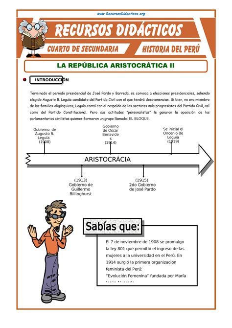 La República Aristocrática II para Cuarto Grado de Secundaria LA