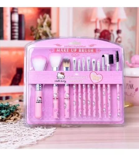 Set De 12 Brochas De Maquillaje Sanrio Hello Kitty Meses Sin Interés