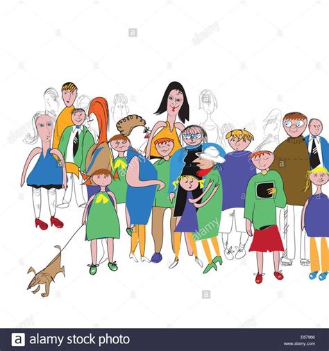 Download This Stock Image Hand Drawn Funny Crowd E67966 From Alamys