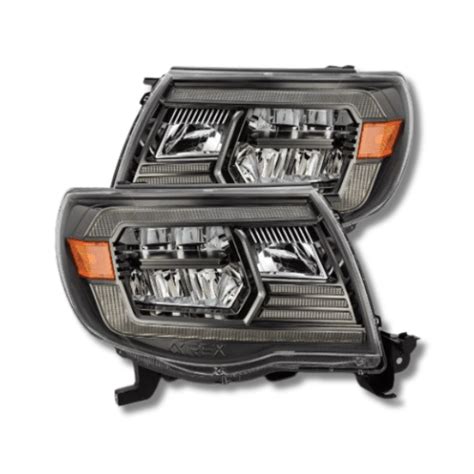 LED Crystal Headlights Alpha Black LUXX Series Fits Toyota Tacoma 05 11