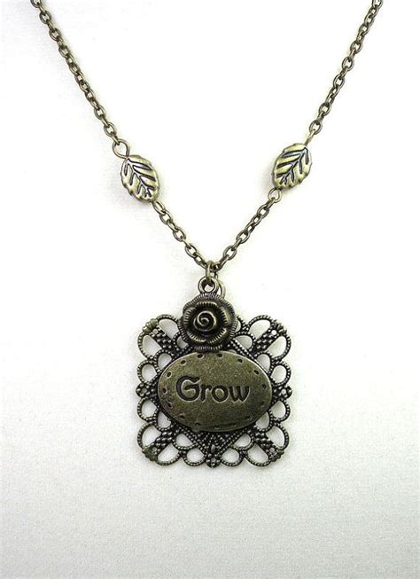 Inspirational Antiqued Brass Pendant Necklace From Jewelry By Nala List