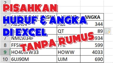 Cara Pisahkan Huruf Dan Angka Di Excel YouTube