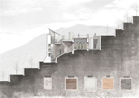 architectural drawing - section + material palette | Thesis | Pinterest ...