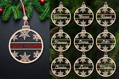 Christmas Name Ornament Laser Cut Bundle Graphic By Afarts · Creative