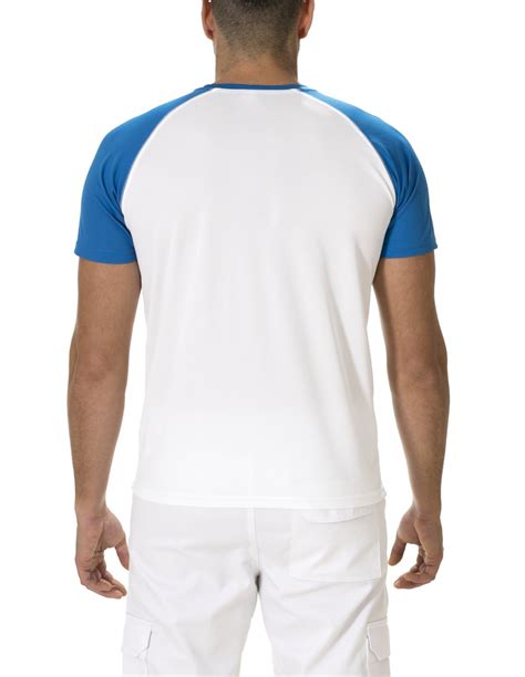 Camiseta Manga Corta Costalero Ranglan Blanca Y Azul