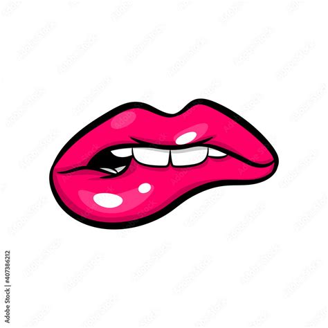 Swag Dare Pink Red Woman Lips In Pop Art Style Isolated On White