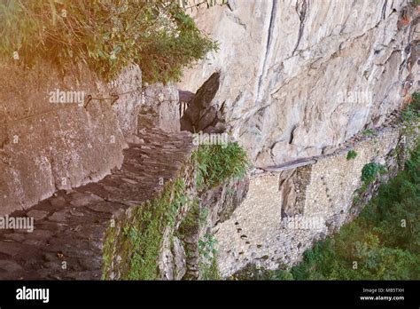 Inca Bridge Trail Road In Machu Picchu Peru Peruvian Unesco Protected