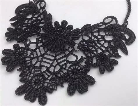 Goth Gothic Black Lace Style Alloy Statement Pendant … Gem