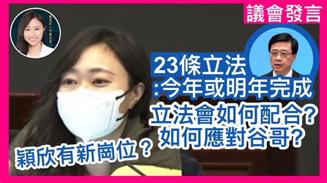 即跟進基本法23條立法！特首稱最快今年完成，立法會應如何配合？穎欣有新崗位？如何結合青年及文化體育工作？今年有一重大事必須支持！｜議會發言｜陳