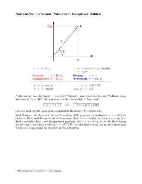 Kartesische Form Und Polar Form Komplexer Zahlen Bj A E R Z