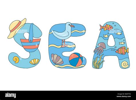 Word Sea Of Bright Colorful Letters Of The English Alphabet Summer Beach Holidays And Vacations