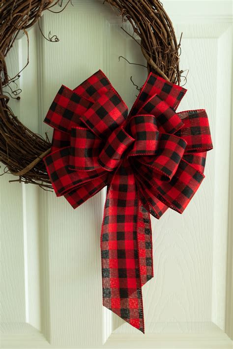 Buffalo Plaid Bows For Wreaths Buffalo Check Front Door Etsy Wreath