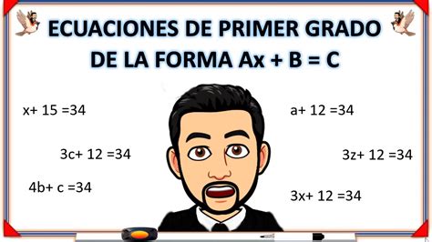 Ecuaciones De Primer Grado De La Forma Ax B C YouTube