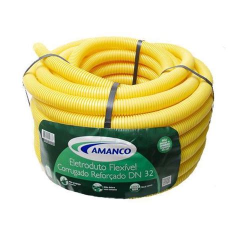 Rolo eletroduto corrugado 32mm 1 amarelo amanco 10114 Conduíte