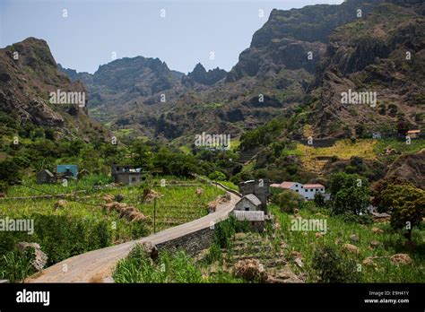 Hiking trail in the Paúl Valley Santo Antão island Cape Verde Stock