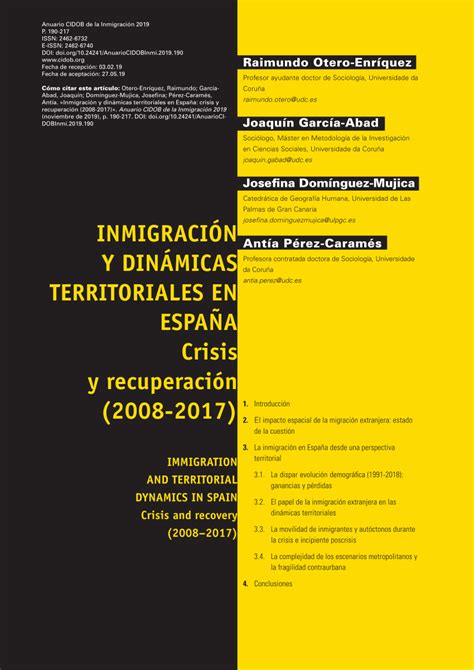 PDF Inmigración y dinámicas territoriales en España crisis y