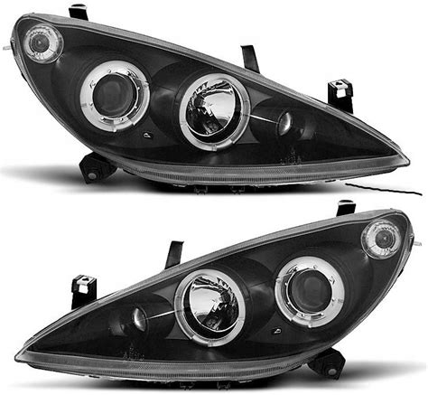 Reflektor Lampy Kpl Ringi Angel Eyes Led Tuning Czarne Peugeot 307 01