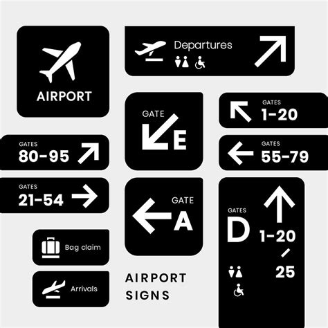 Airport signs icon vector set | Premium Vector - rawpixel