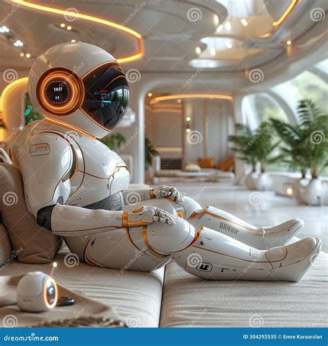 Futuristic Serenity Smart Homes And Ai Companions Stock Illustration