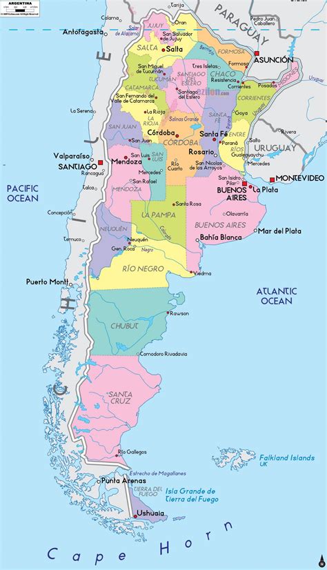 Large political and administrative map of Argentina with major cities ...