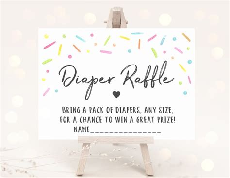 Baby Sprinkle Diaper Raffle Cards Rainbow Sprinkles Gender Etsy