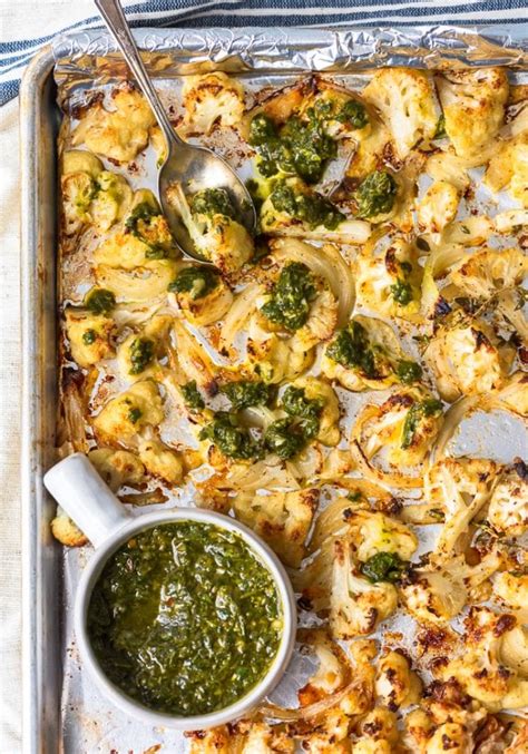 Roasted Cauliflower Recipe With Chimichurri Sauce The Cookie Rookie®