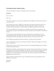 termination letter  causedocx termination letter