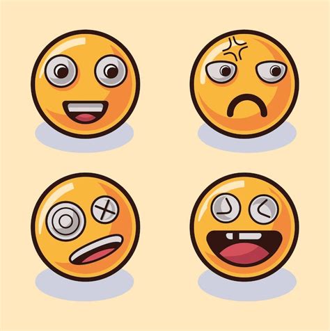 Conjunto De Emoticons Ilustração Conjunto De Emoji Isolado Vetor Premium