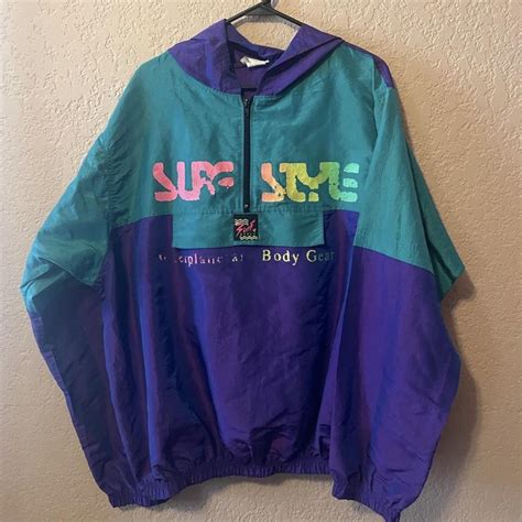 Vintage Surf Style Windbreaker Vintage Used Depop