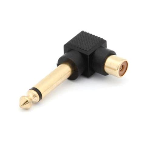 Ficha Adaptadora Rca Fêmea p Jack 6 35mm Macho Mn Dourado 90º