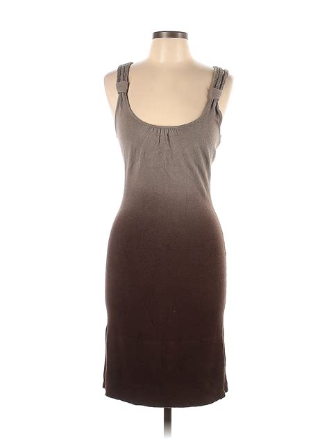 Mandee 100 Acrylic Solid Brown Casual Dress Size L 70 Off Thredup