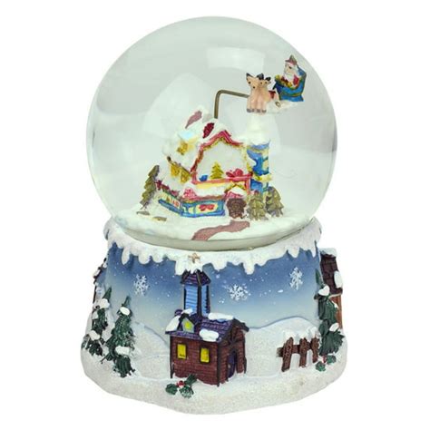 Northlight Santa Claus On Sleigh And Snowy Village Rotating Musical Water Globe