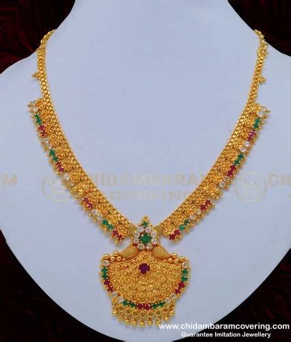 Buy Grand Look Multi Stone Full Stone Work One Gram Gold Necklace Buy